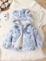 Baby Boy Letter Patched 3D Ear Design Hooded Teddy Coat