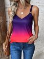 SHEIN LUNE Gradient Printed Cami Top With Circular Metal Detail