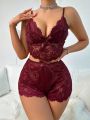 Floral Lace Bow Front PJ Set