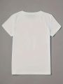 Plus Size Round Neck Pattern Printed Short Sleeve T-Shirt