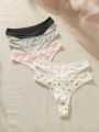 SHEIN 5pack Mixed Print Thong