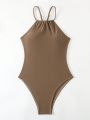 SHEIN Swim Chicsea Women's Halter One-piece Swimsuit