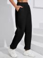 Yoga Basic Solid Slant Pocket Elastic Waist Sweatpants