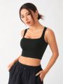 SHEIN Yoga High Street Solid Color Crop Sports Tank Top