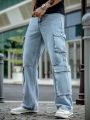 Men Flap Pocket Side Cargo Jeans