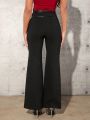 SHEIN Tall Solid Color High Waisted Bootcut Trousers