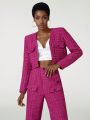 Shante S Plaid Print Open Front Crop Blazer