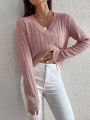Solid Color V-neck Sweater