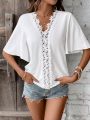 Ladies' Lace Splicing Butterfly Sleeve Shirt