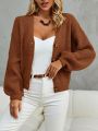 SHEIN Frenchy Solid Color Drop Shoulder Button Front Cardigan