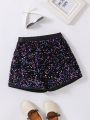 SHEIN Kids CHARMNG Girls' Gorgeous & Romantic Beaded Shorts Suitable For Parties & New Year