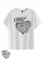 Carola Prints Plus Size Loose Fit T-Shirt With Slogan And Heart Print Round Neck Design