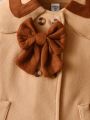 Young Girl Bow Front Double Breasted Overcoat & Hat