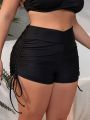 SHEIN Swim SPRTY Plus Size Drawstring Side Striped Swim Shorts