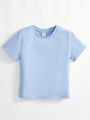 SHEIN Kids EVRYDAY Boys' Casual, Comfortable, Fashionable, Simple And Practical Short Sleeve T-Shirt With Slogan Print, Suitable For Spring And Summer