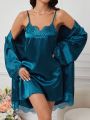 Women's Satin & Lace Splicing Pajama Set