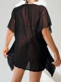 SHEIN Swim Chicsea Loose Fit Sheer Mesh Cover Up With Split Hem