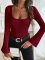 SHEIN Privé Fashionable Women's Bell Sleeve Sweater