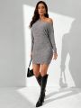 SHEIN Tall Women'S Asymmetric Collar Long Sleeves Dress