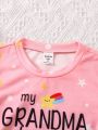 Young Girl Slogan & Cartoon Graphic Tee