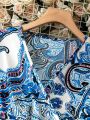 SHEIN LUNE Plus Size Women's Paisley Print Surplice Neck Wrap Dress