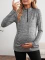 SHEIN Women's Floral Grey Maternity Long Sleeve T-shirt