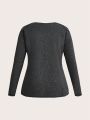 Plus Size 2pcs Round Neck Long Sleeve T-Shirt