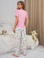 Women'S Cartoon Printed Pajama Set