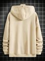 Men's Plus Size Letter Printed Hooded Fleece Pullover Sweatshirt