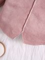 Infant Girls' Cute Casual Pink Suede Plush Splice Warm And Comfortable Coat For Daily Wear