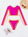 SHEIN Swim SPRTY Colorblock Two-piece Swimsuit Set