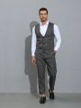 Manfinity Men's Plaid Button Vest Pants Suit Set