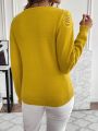 SHEIN Privé Women's Love Heart Embroidery Hollow Out Knitted Sweater