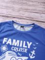 Cruise Ship Letter Print Short Sleeve T-Shirt