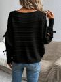 SHEIN Essnce Batwing Sleeve Knot Detail Split Sleeve Sweater