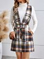 SHEIN Frenchy Women's Plaid Dress With Diagonal Pocket