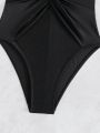 SHEIN Swim SXY Solid Color Mesh Monokini Swimsuit