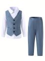 Toddler Boys' Elegant Vest And Long Pants Suit Set