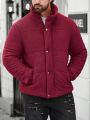 Manfinity Men's Solid Color Plush -padded Coat