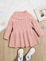 Baby Turtleneck Cable Knit Sweater Dress