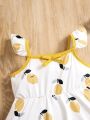 Baby Girl Adorable Lemon Pattern Printed Casual 3-Piece Set, Easy Matching