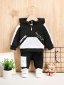 Baby Boy Outdoor Casual Sports Hooded Long-sleeved Sweatshirt And Sweatpants Suit Autumn