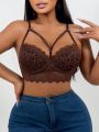 1pc Underwire Lace Bra With Hollow Out Design