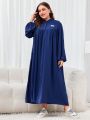 Plus Size Solid Color Bell Sleeve Dress