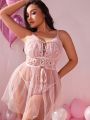 Valentine's Day Theme Plus Size Women's Sexy Lingerie With Heart-Shaped Embroidery