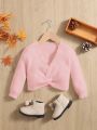 SHEIN Baby Girls' Twist Detail Long Sleeve Sweater