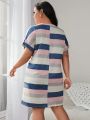 Women'S Plus Size Multicolored Striped Sleep Dress