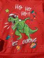SHEIN Toddler Boy Casual Cute Loose Fit Dinosaur Printed Hoodie For Christmas, Autumn, Winter