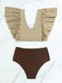 DAZY Women'S Frill  Ruffle Trim Bikini Set