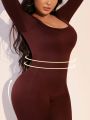 Plus Size Square Neck Jumpsuit Shapewear